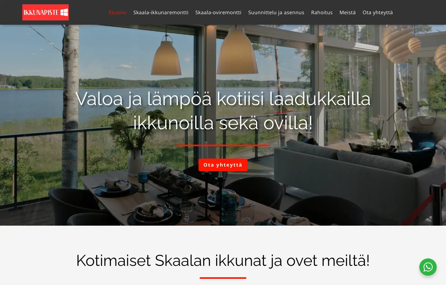 Ikkunapisteen kotisivujen etusivu: ikkuna- ja oviremontit
